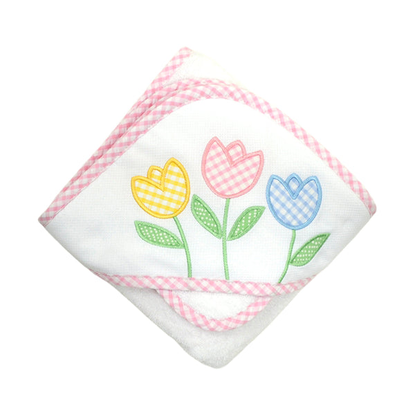 Pink Tulip Hooded Towel And Washcloth Set