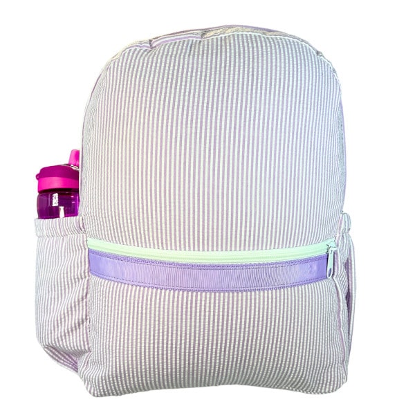 Lilac Seersucker Large Backpack