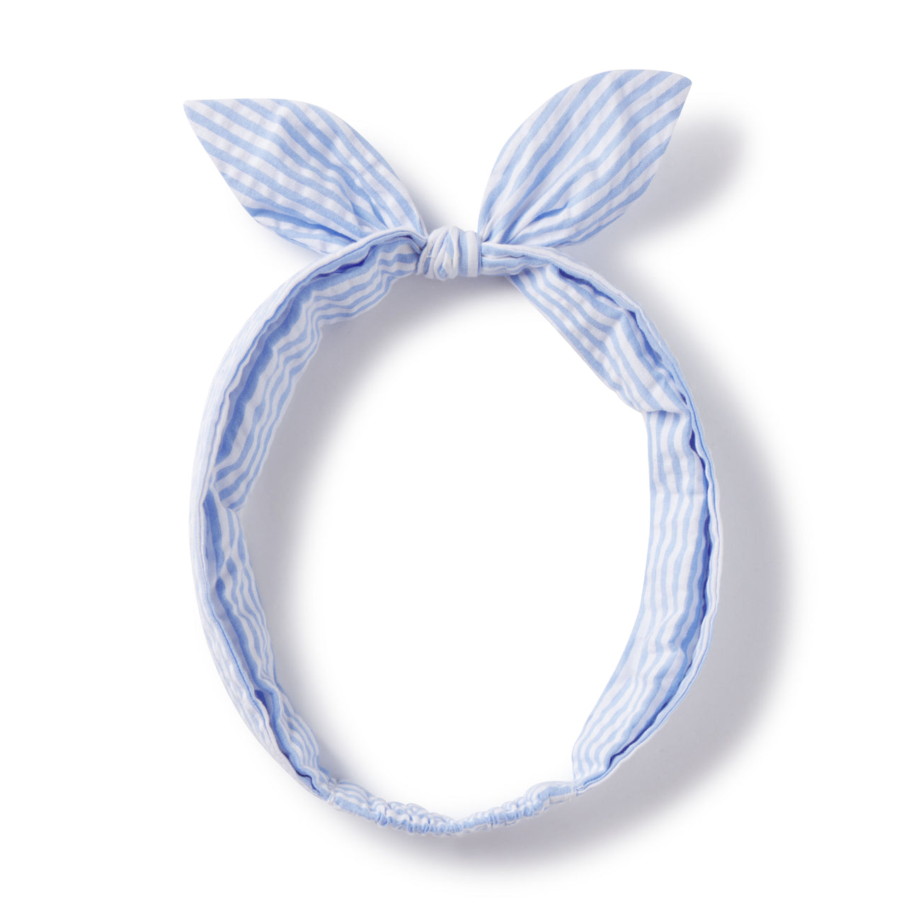 Tie Headband Blue and White Seersucker