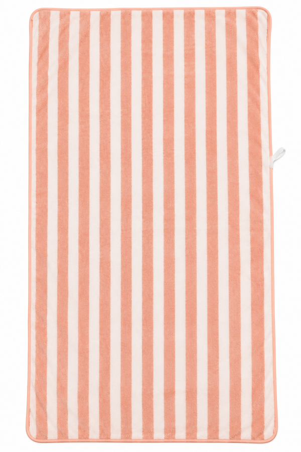 Coral and White Beach Towel