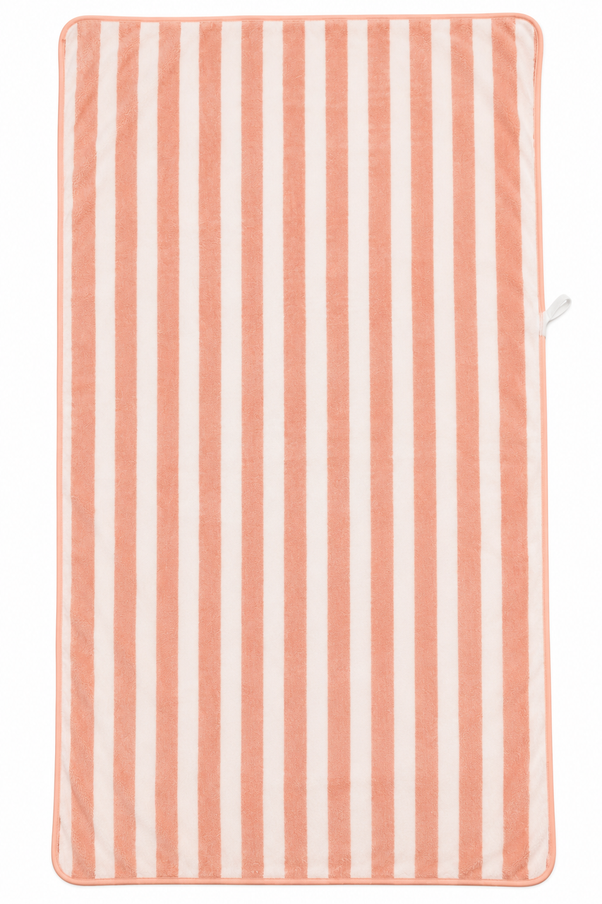 Coral and White Beach Towel