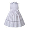 White and Navy Smocked Dress with embellished collar - Madeleine