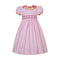 Pink Striped Smocked Dress with scalloped collar - Penelope