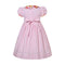 Pink Striped Smocked Dress with scalloped collar - Penelope