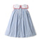 Blue Gingham Scalloped Collar Dress - Olivia