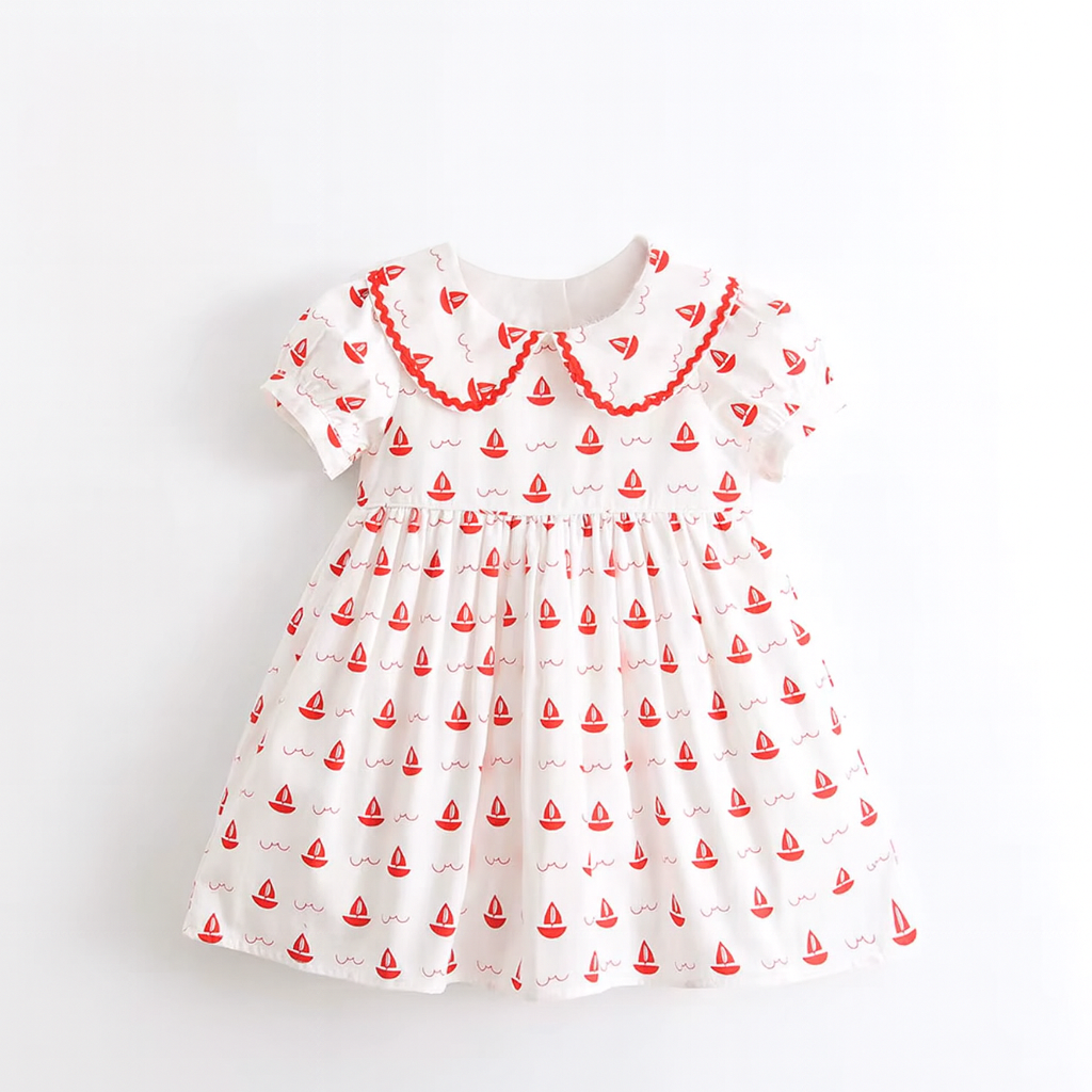 Everyday Nautical Dress Red - Andie