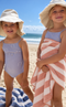 Coral and White Beach Towel