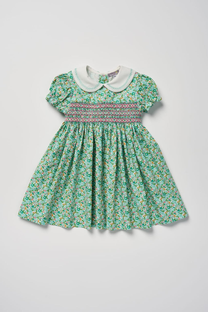 Green Liberty Smocked Dress