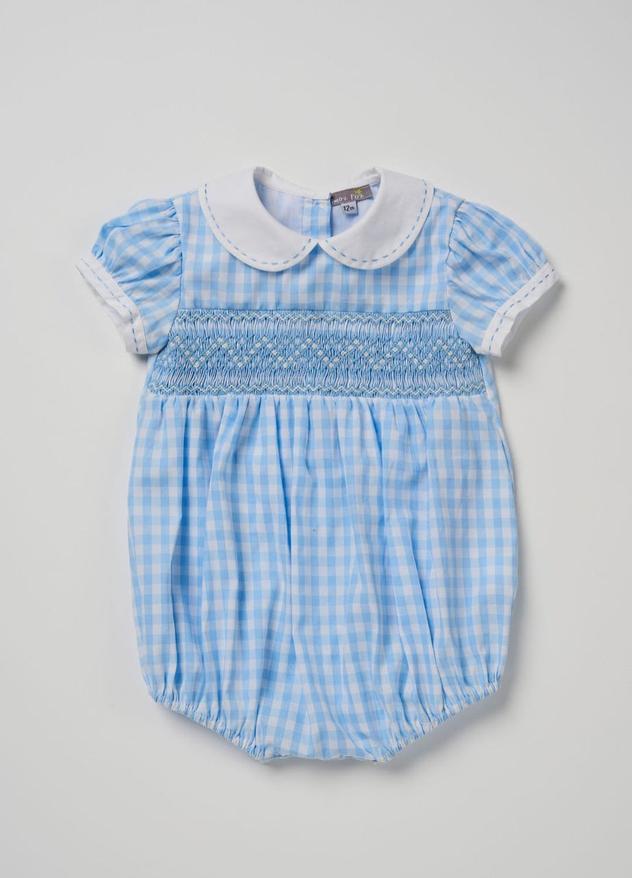 Blue Unisex Smocked Romper