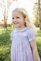 Smocked Day Dress - Chickering Floral With Blue Piping And Smocking