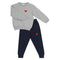 Grey Marle & Navy Crew Neck Tracksuits