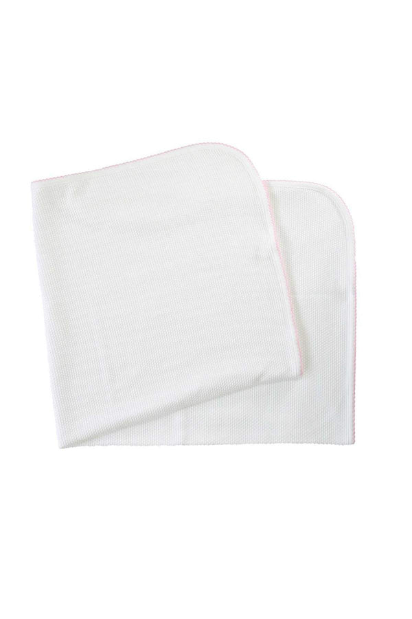 White Bubble Baby Blanket - Pink Picot Trim