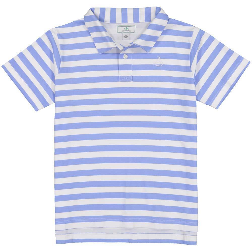 Henry Short Sleeve Polo - Blue Bright And White Stripe
